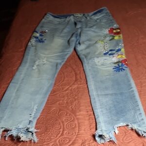 Embroidered Light Blue Jeans